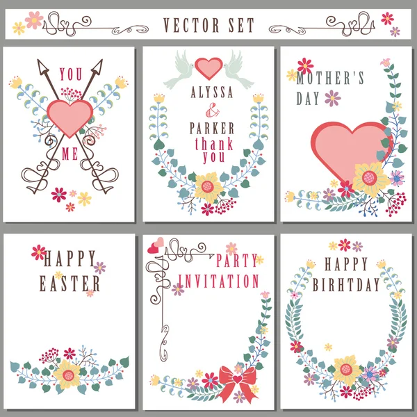 Retro cards with floral decor.