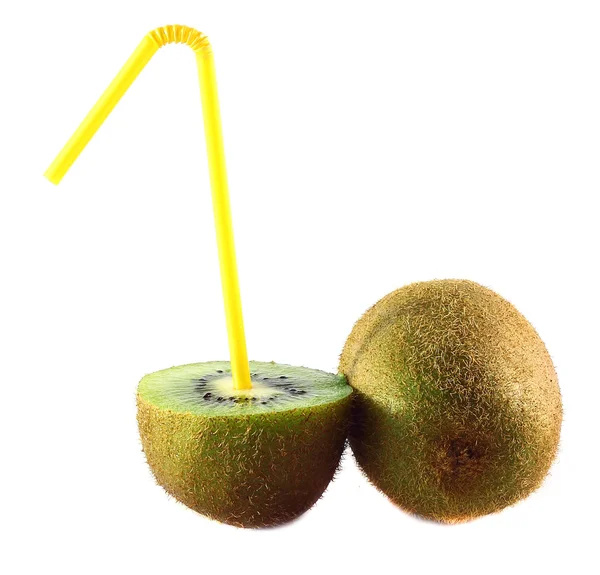 Juice straw in kiwi