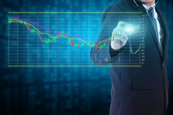 Businessman analyze stock market charts and graphs