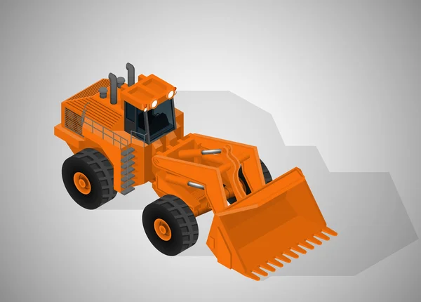 Vector isometric illustration of a articulated backhoe excavator. Equipment for high-mining industry.