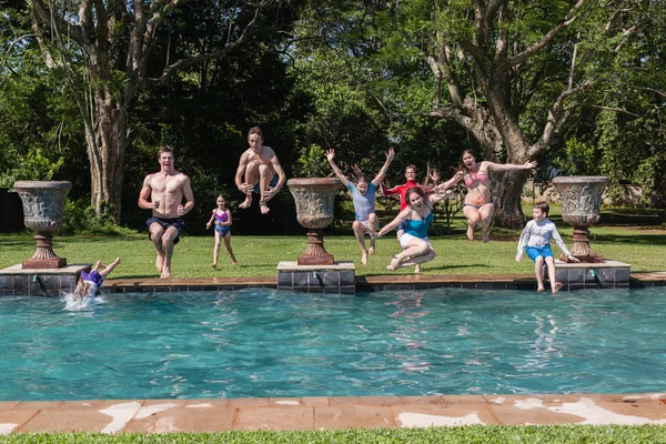 Girls Boys Jumping Swim Pool