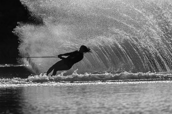 Water-Skiing Girl Action Black White