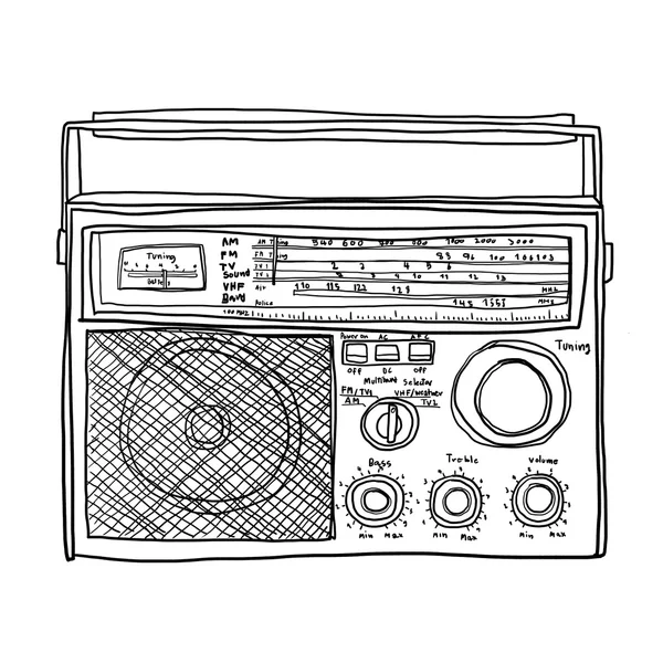 Vintage Radio  retro Boombox lineart cute art illustration
