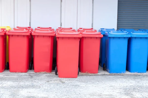 Blue red yellow bins