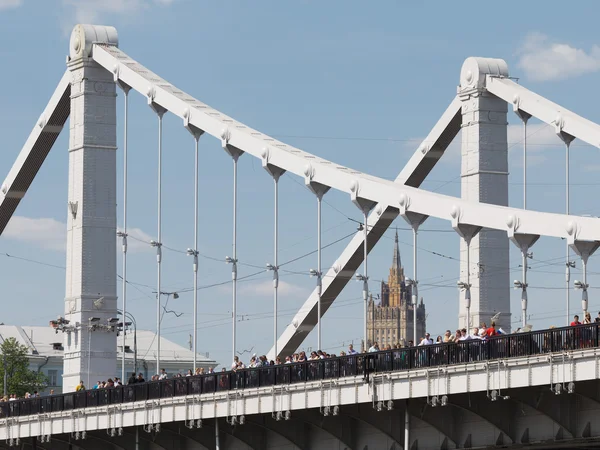 People go on the Crimean bridge