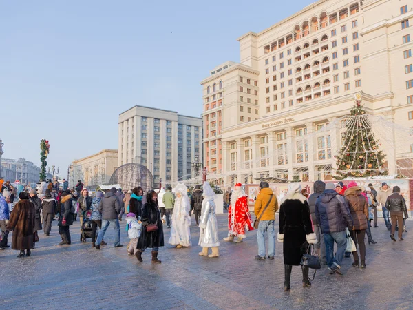 Happy people at the Manege Square, Moscow