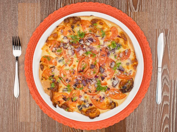 Delicious round pizza