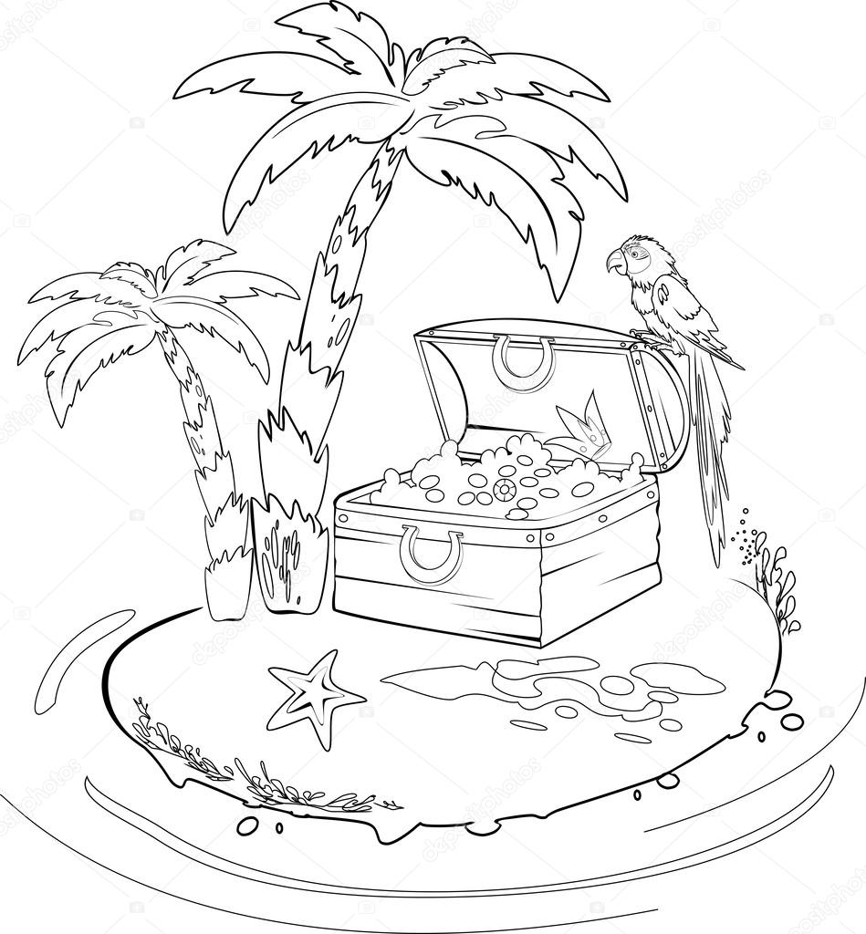 Coloriage avec l'île au Trésor — Image vectorielle ...