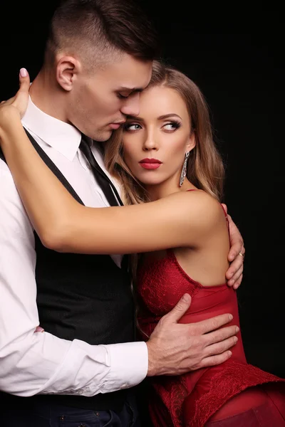 Love story. beatiful sexy couple. gorgeous blond woman and handsome man