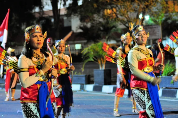 Women dressed as archers, Yogyakarta city festival parade