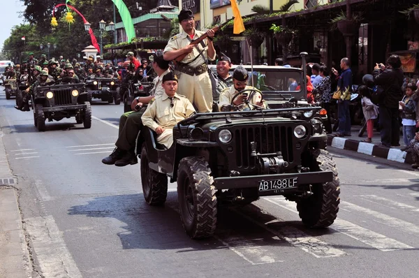 Soldiers in uniform, Yogyakarta city festival military parade