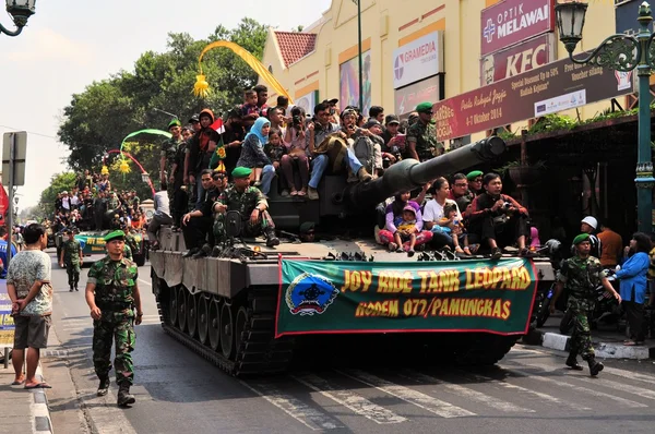 Leopard Tanks full of civilians, Yogyakarta city festival parade