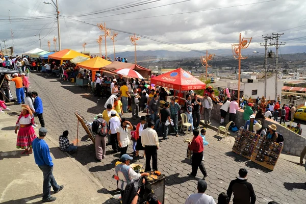 Food stalls during La Fiesta de la Mama Negra traditional festival