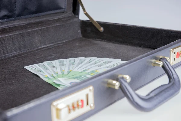 Ten times hundred Euro banknotes in briefcase