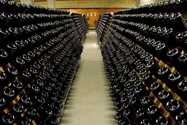 Lots of wine bottles stacked