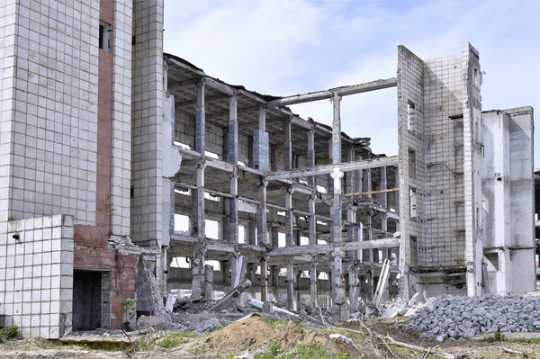 Destroyed industrial building factory appearance