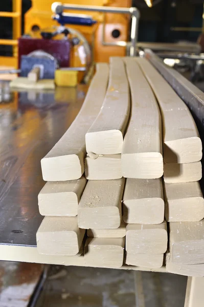 Pieces of soap on a conveyor belt