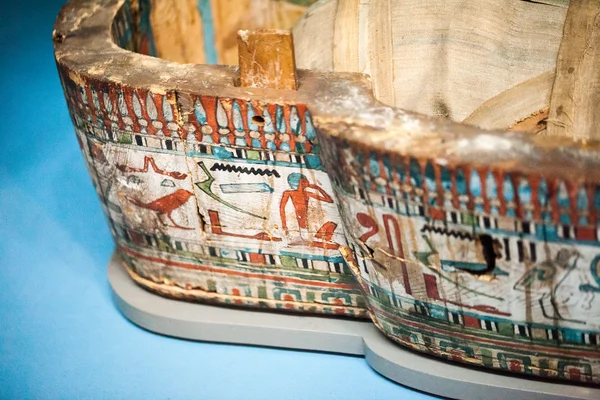 29. 07. 2015, LONDON, UK, BRITISH MUSEUM - Painted scenes on egyptian coffins