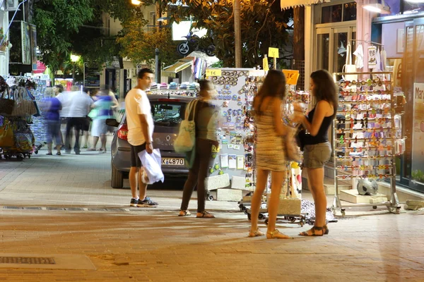 POTOS, THASSOS ISLAND, GREECE - 24 JULY 2014 Street shots in the night with long exposure - causing movement effects