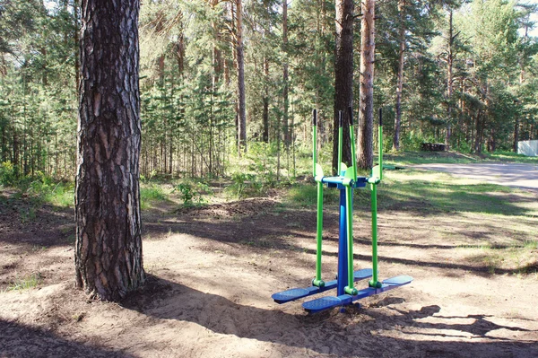 A sports trainer standing in the Park. Athletic trainer in the Park. Sports training apparatus for feet.