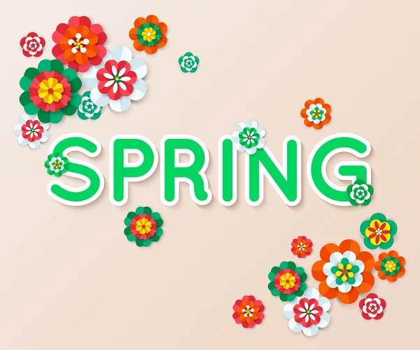 Spring multicolored cutout paper flowers. Spring Flowers Background. Spring Vector Flowers. Spring Flowers Banner. Flowers Isolated. Floral Design Element. Vector Illustration.