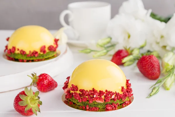 Modern fruit mousse cakes