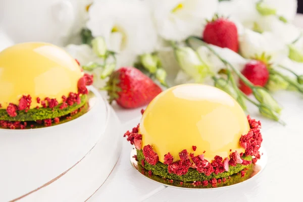 Modern fruit mousse cakes