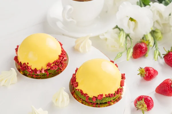 Modern fruit mousse cakes