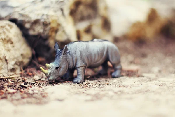 Rhino toy in nature