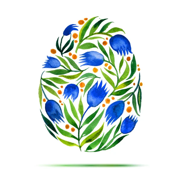 Template for Easter  greeting card or invitation. Happy Easter! Watercolor flower tulips egg