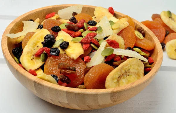 Bamboo bowl with dried fruits
