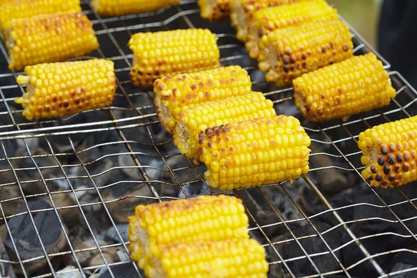 Corn ears on grill