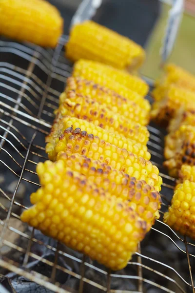 Sweet corn ears on grill