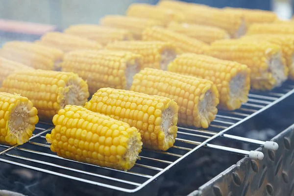 Sweet corn ears on grill