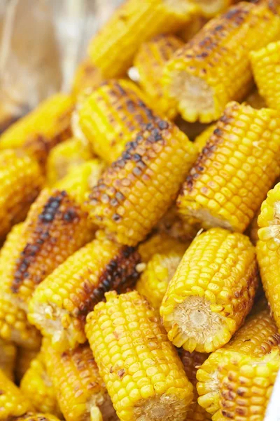 Sweet corn ears on grill