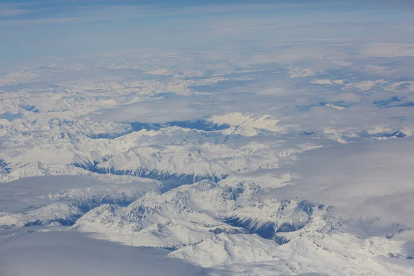 View from plane to mountains