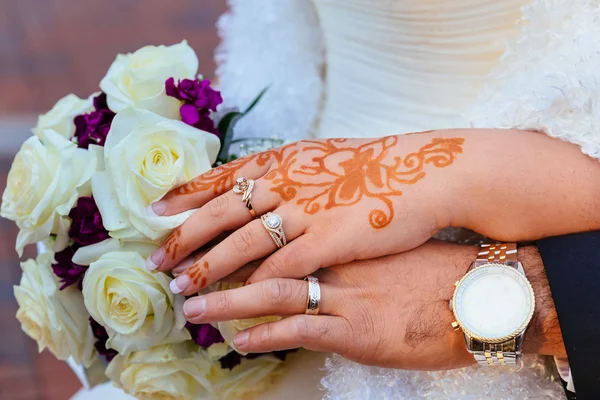 Brides Hand With Henna Tattoo And Jewellery, Wedding