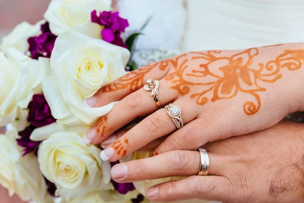 Brides Hand With Henna Tattoo And Jewellery, Wedding