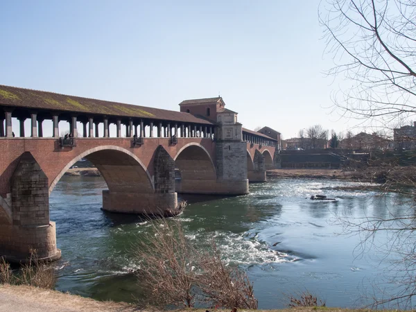 Pavia, covered bridge over the river Ticino