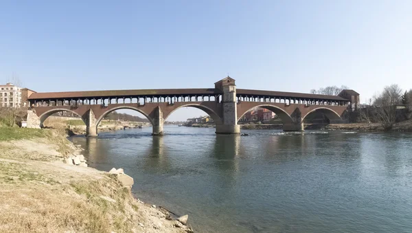 Pavia, covered bridge over the river Ticino