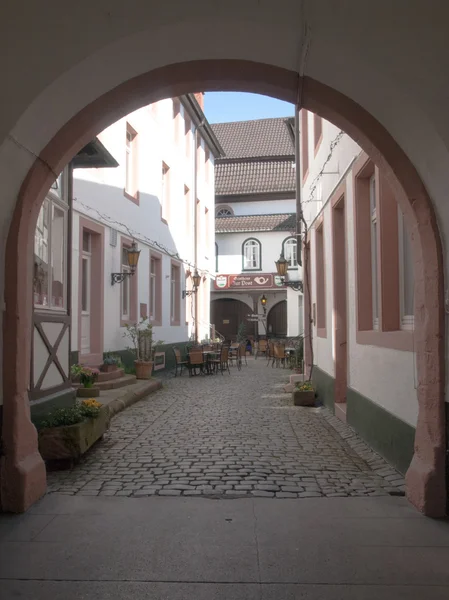 Small courtyard in a house in the old town pedestrian.