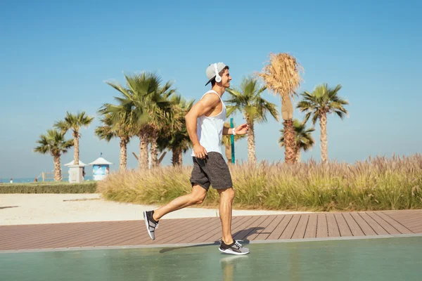 Jogging outdoors on the beach