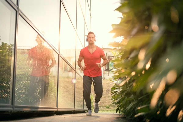 Young male jogging