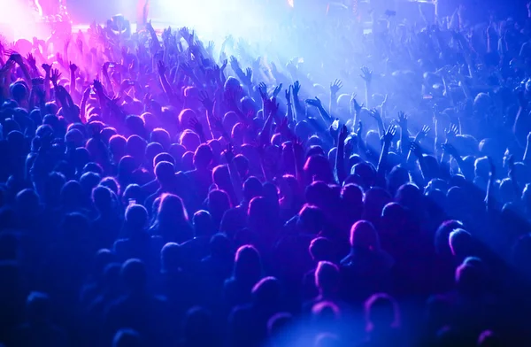 People crowd in concert lights