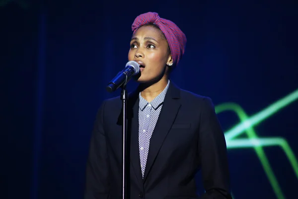 French singer Imany (Nadia Mladjao) performs on stage