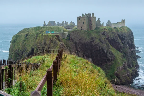 Dunnottar castle promontory and fence