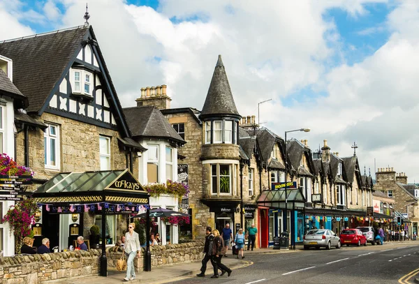 Pitlochry main street in Scotland