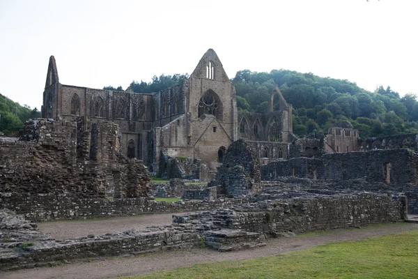 WALES, UK - 26 JULY 2014: Tintern abbey cathedral ruins. Abbey was established at 1131. Destroyed by Henry VIII. Famous as Welsh ruins from 17the century.