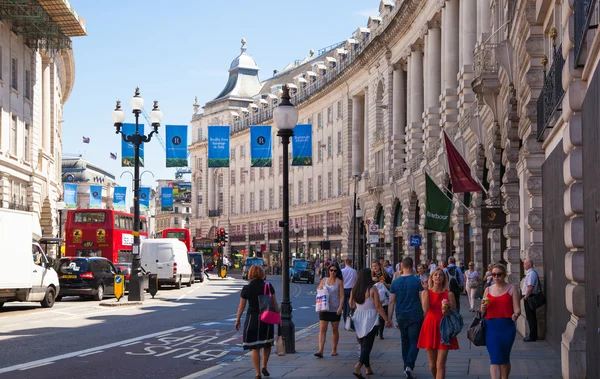 LONDON, UK - 22 JULY, 2014: Regent street named after Prince Regent, completed in 1825. Famous tourist destination and shopping point in London