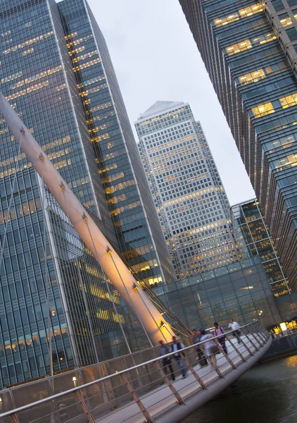 LONDON, UK - JUNE 14, 2014: Canary Wharf at dusk, Famous skyscrapers of London\'s financial district at twilight.